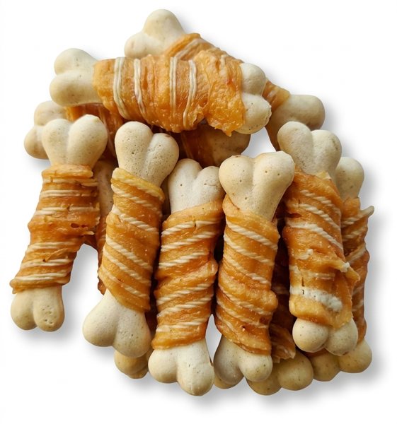 Os enrobés de poulet pour chiens, friandises en lot